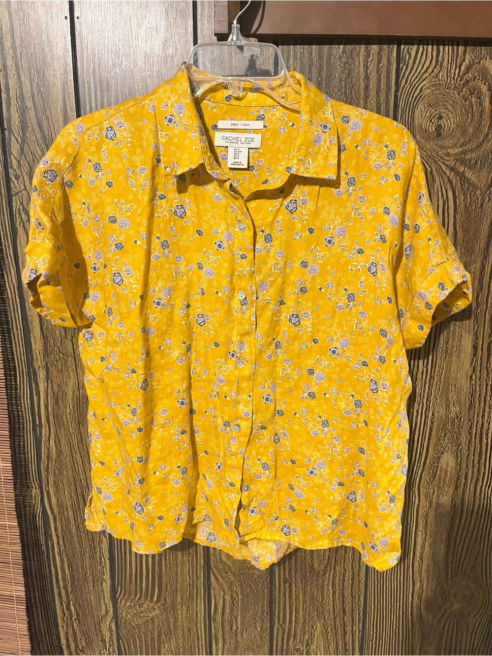 Rachel Zoe Yellow Floral Short-Sleeve Shirt